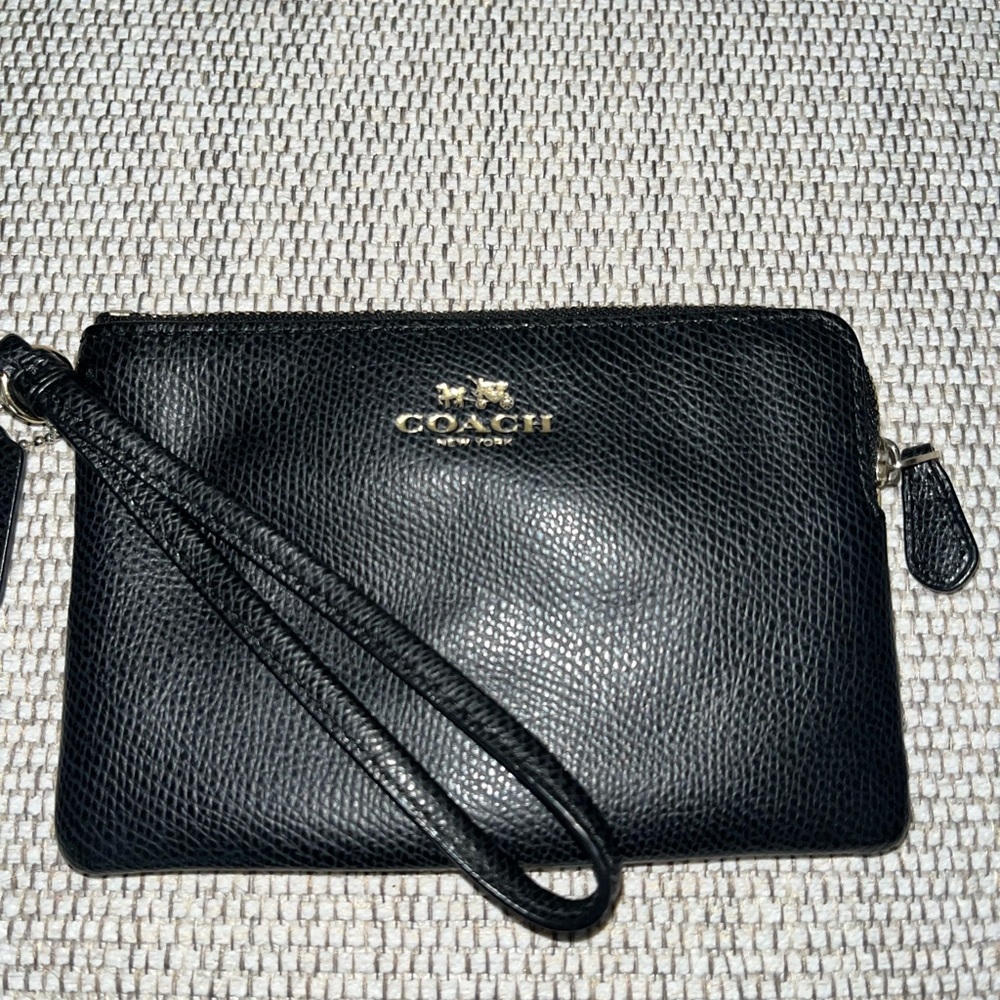 Coach leather black wristlet